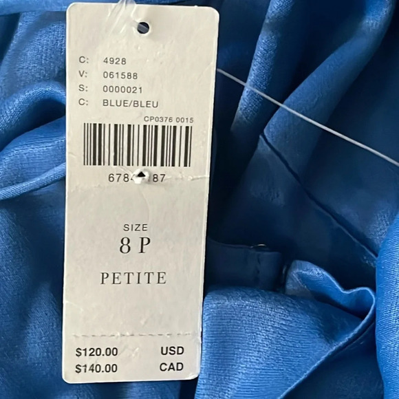 Anthropologie Royal Blue open back slip satin Mini Dress - Picture 9 of 16